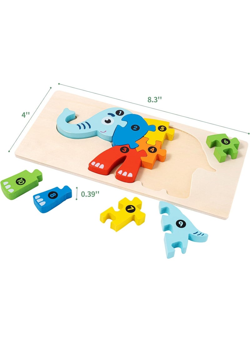 6 Pack Wooden Animal Toddler Puzzles for Kids Ages 3-5, Baby Montessori Toys for Kids Age 3 4 5 6 Years, 6 Animal Patterns Learning Jigsaw Toys for 3 Year Olds for Girl Boy Ideal Gift - Image 2